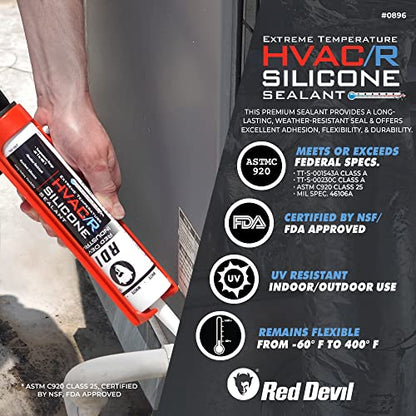 Red Devil 089650 Extreme Temperature HVAC/R Silicone Sealant, 280 ml, Aluminum, 12 Pack, Made in USA - color: Aluminum, size: 12 Pack