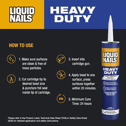 Liquid Nails Heavy Duty Construction Adhesive (LN903), 10 oz - color: Tan, size: 10 Ounce, style: Heavy Duty