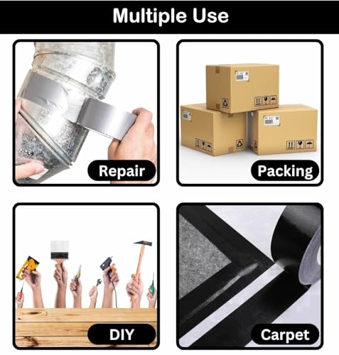 White Duct Tape - Heavy Duty Waterproof Tape 1.88 Inch Wide - Strong Adhesive, Extra Thickness, Tear by Hand - Great for Indoor & Outdoor Use, Moving Boxes, Repairs - 45 Ft - color: White
