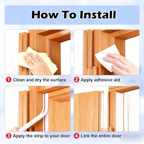 Self Adhesive Weather Stripping Seal, 3/8" W x 1/4" T x 20 FT D Shape Door Seal Strip for Soundproofing and Draft Proofing Door Frame and Windows