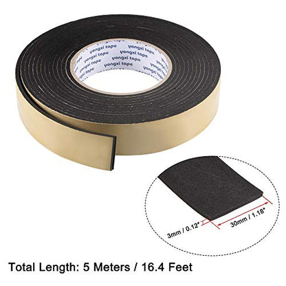 uxcell Sealing Foam Tape 30mm Wide 3mm Thick 5m/16.4ft Long, EVA Self Adhesive Weather Strip for Window Door Insulation - size: 30mmx3mmx5m