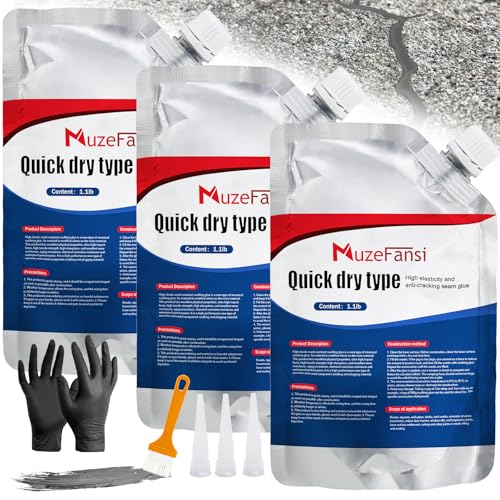 Concrete Crack Filler, Premium Crack Filler, Waterproof Self-Leveling Cement Sealant, Fast-Drying Crack Repair for Driveway, Sidewalk, Garage & Foundation – Indoor Outdoor Use (3 PCS) - style: 3 Pcs,3.3LB