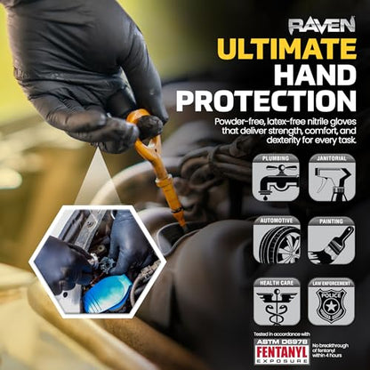SAS Safety 66517-01 Raven Powder-Free Exam Grade Nitrile - 6 mil 50 Gloves per box - size: Medium, style: Box of 50