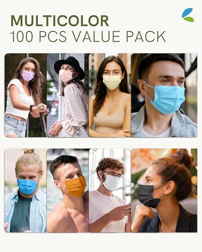 FriCARE Face Masks Disposable for Adults, 4 Ply ASTM Level 3, Individually Wrapped Mask for Allergy Protection, 100 Pack, Crown Elegance - color: Crown Elegance