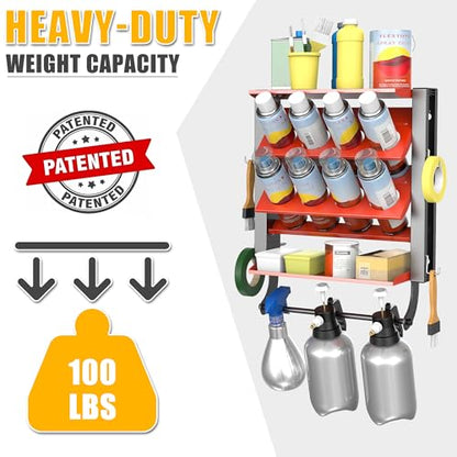 Ultrawall Spray Can Holder Rack, Heavy Duty Steel Wall Mounted Spray Bottle Holder, Garage Tool Utility Storage Rack, Holds 100 lbs - style: Integrated