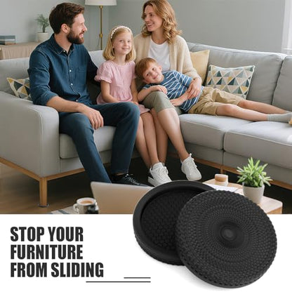 Ezprotekt Non Slip Furniture Pads, 4 Pcs 2.5" Anti Skid Rubber Furniture Caster Cups, Anti-Slip Furniture Coasters for Hardwood Floors, Anti Slide Floor Protectors for Bed Couch Stoppers (Black) - size: 2.5" 4pcs