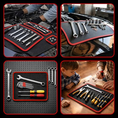 Qidejoy Flexible Magnetic Tool Mat Set, Heavy-Duty Magnetic Tool Tray with PVC Coating, Non-Slip Magnetic Holder for Garage, Auto Repair & Workshop Organization (1)