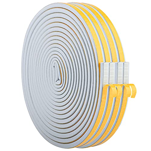 CloudBuyer Door Weather Stripping, Soundproof Insulation Seal Strip for Windows with Self-Adhesive Protection (Grey, 66Ft) - color: Gray, size: 66Ft