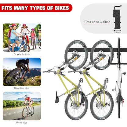 Ultrawall Swivel Bike Storage Rack, Adjustable Wall Mounted Bike Rack for Garage, Vertical Bike Hanger for Indoor Bicycle Storage, Space Saving Bike Holder