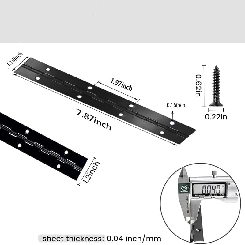 2PCS Heavy Duty Piano Hinge,8-Inch 304 Black Continuous & Piano Hinges,0.05" Thickness,1.2" Open Width, Ideal for Folding Cabinet Doors, Black Stainless Furniture Hinges Includes 16pcs Screws - size: 8inch 2pcs