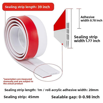 Premium Adjustable Door Draft Stopper - Under Door Sweep Weather Stripping with Strong Adhesive, Soundproof & Energy-Saving Seal for Exterior/Interior Doors, Cold Air & Noise Blocker - size: white
