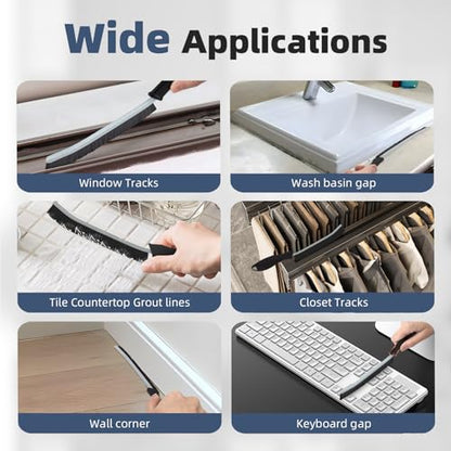 FOOGWEE Hard Bristle Crevice Cleaning Brush - Cleaning Tools for Household Use, Multifunctional Gap Cleaning Supplies for Kitchen, Bathroom, Toilet, Window, Vehicle, Faucets, Grout, Home (Black) - color: Black