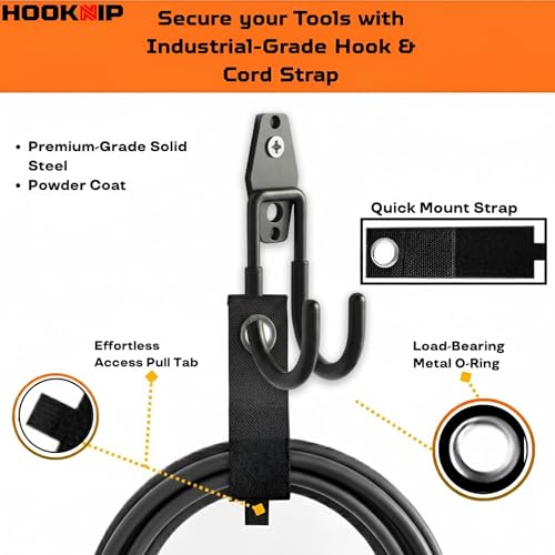Pack 16 Garage Hooks Heavy Duty | Multi-Sized Wall-Mounted Tool Hangers with Anti-Rust PVC Coating | Heavy Duty Wall Hooks for Bikes, Ladders, Garden Tools, and More