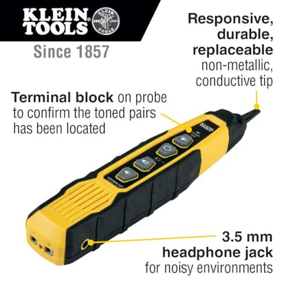 Klein Tools VDV500-820 Wire Tracer Tone Generator and Probe Kit Continuity Tester for Ethernet, Telephone, Speaker, Coax, Video, and Data Cables, RJ45, RJ11, RJ12 - style: Analog