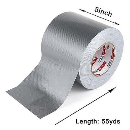 JIALAI HOME Wide Duct Tape, Industrial Grade Silver Tape 5 inches x 55 Yards (164 ft), 9 Mil Heavy-Duty, Waterproof, Strong, Flexible, No Residue, for Indoor & Outdoor Crafts Improvement - color: Silver