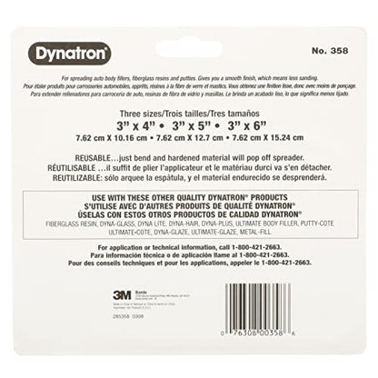 3M Dynatron, 358, 1 Pack of 3 Spreaders, 4”, 5” and 6”, Used for Spreading of Fillers, Caulks, Glazes and Putties
