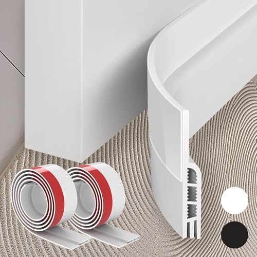 Door Draft Stopper, Door Sweep for Bottom, Under Door Gap Filler Noise Blocker, Weather Stripping Seal for Cold Air Soundproof Insulation, for Exterior and Interior Doors, 39 Inch, White, 2 - color: White