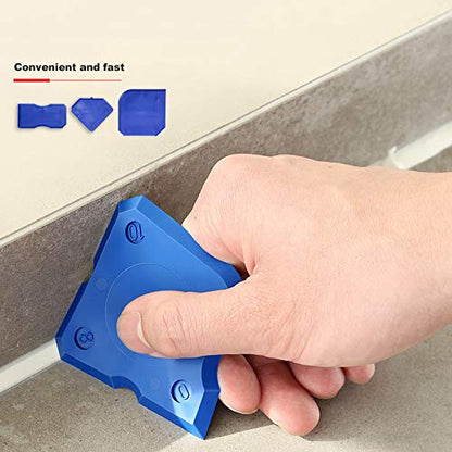 32PCS Caulking Tools, Silicone Caulking Finishing Tool Kit(stainless steelhead), Reuse and Replace 5 Silicone Pads, Sealant Caulk for Kitchen Bathroom Window, Sink Joint