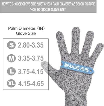 4 PCS (M+L) Cut Resistant Gloves Level 5 Protection for Kitchen, Upgrade Safety Anti Cutting Gloves for Meat Cutting, Wood Carving, Mandolin Slicing and More(Large+Medium)