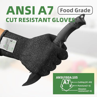 Schwer 2 Pairs ANSI A7 Cut Resistant Gloves, Mandoline Glove for Kitchen, Breathable & Comfortable, Food Grade Cutting Gloves for Meat Cutting, Fish Processing, Carving, and Shelling, PR1509, S - size: Small