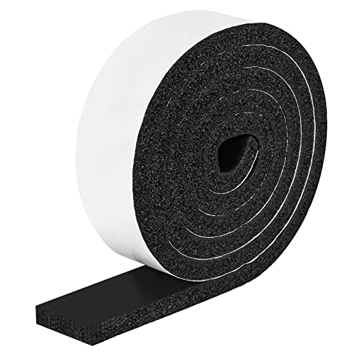 Foam Strips with Adhesive, 2 Inch Wide X 1/2 Inch Thick, Neoprene Weather Stripping High Density Foam Closed Cell Tape Seal for Doors and Windows Insulation, Total 6.5 Feet Long - color: Adhesive, size: 6.5Ft x2 in x 1/2 in