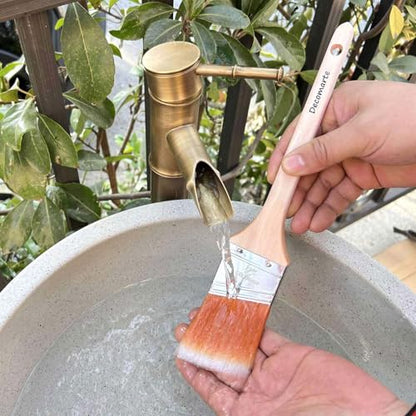 Thin Soft Bristle Long-Handled Wood Angled Sash Stain Brush for Painting Doors, Furniture, Wall Trim, House Touch Ups, Enamel Home Decorating Lacquer Paint Brush Pack Assorted