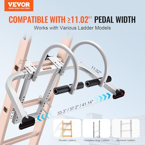 VEVOR Ladder Stabilizer, 2 in 1 Extension Wall Ladder Standoff Hook, Roof Ridge Ladder Accessories Both Horizontally and Vertically, Heavy-Duty Steel Rubber Grip T-Bar, Quick Access to Steep Roofs - size: KH-WD03