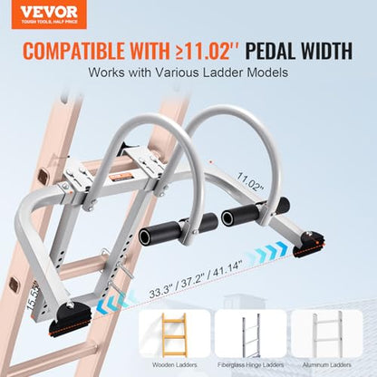 VEVOR Ladder Stabilizer, 2 in 1 Extension Wall Ladder Standoff Hook, Roof Ridge Ladder Accessories Both Horizontally and Vertically, Heavy-Duty Steel Rubber Grip T-Bar, Quick Access to Steep Roofs - size: KH-WD03