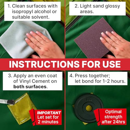 [4 oz] Vinyl Cement Glue - Super Glue for Inflatables - Waterproof, Fast-Setting, Flexible Bond for Pool Liners, Vinyl Fabrics, Tent, and Tarps - size: 4 oz