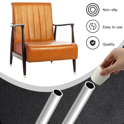 4pcs 1-1/2 Inch Round Chair Leg Tips Caps, Non-Slip Rubber Chair Leg Floor Protectors, White Furniture Leg Caps Fit for 1.45"-1.5" (37-38mm) Diameter Round Feet - size: 1-1/2 Inch-White