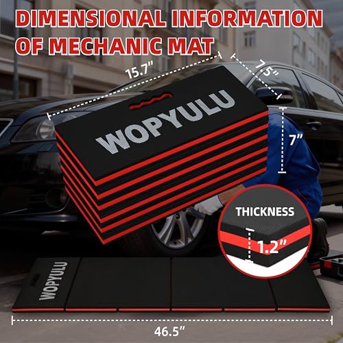 1.2" Thick Mechanic Mat for Working Under Car, 5 Fold Kneeling Pad for Work, Waterproof EVA Utility Mats Mechanic Floor Mat for Garage, Gardening, Camping, Home Gym, Knees Protection