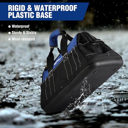 WORKPRO 16-inch Wide Mouth Tool Bag with Water Proof Molded Base - color: Black&Blue