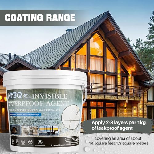 NYBQ Waterproof Sealant Coating 70oz, Transparent Invisible Waterproof Agent, Super Strong Anti-Leakage Polyurethane Coating for Bathroom, Roofs, Kitchen, Patio, Walls, Indoor & Outdoor - style: 70OZ