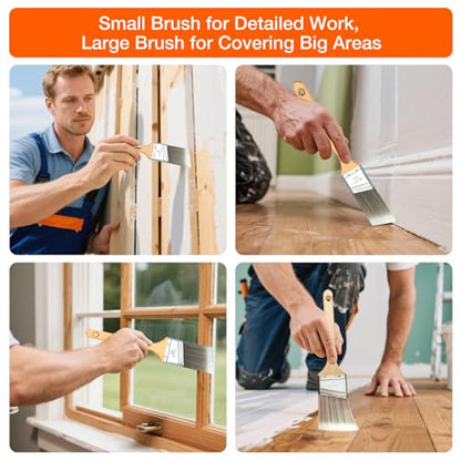 King Origin 10-Pack Professional Angled Paint Brushes Set (1", 1.5", 2", 2.5", 3") Synthetic Wall & Trim Brushes for Cutting Edges, Cabinets, Touch-Ups | Reusable Bulk Paintbrush Kit - size: Multi-size, 10 Pack