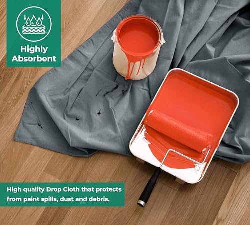 Canvas Drop Cloth for Painting 4x5 feet Pack of 2-8oz Painters Drop Cloths for Painting - All Purpose Canvas Tarps for Floor & Furniture Protection - Recycled Cotton Fabric - size: ‎4x5 Ft - 2 pc