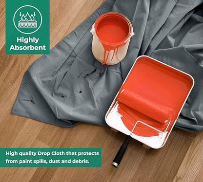 Canvas Drop Cloth for Painting 4x5 feet Pack of 2-8oz Painters Drop Cloths for Painting - All Purpose Canvas Tarps for Floor & Furniture Protection - Recycled Cotton Fabric - size: ‎4x5 Ft - 2 pc