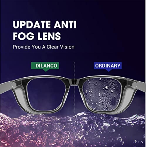 DILANCO Clear Safety Glasses Goggles With Side Shields for Women Men,Fog & Scratch-Resistant Complete UV Protection Eyewear - color: Black&grey