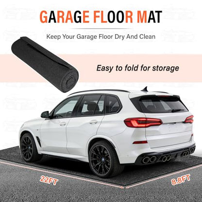 22 x 8.8FT Extra Large Garage Floor Mat, Waterproof Backing Garage Mat,Premium Oil Leaks Absorbent Oil Spill Mat,Reusable, Washable, Protects Floor from Spills, Drips, Splashes and Stains - size: GFM-22 x 8.8FT