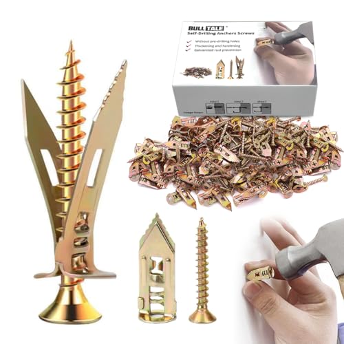 Self-Drilling Drywall Anchors,Drywall Screws and Anchors,Screws Assortment kit Wall Anchors for Drywall and Door Hinge Repair Tool Easy for Fixing Shelf, Outdoor Furniture,pergola Kits(1.18IN,100pcs) - color: 1.18in,100PCS