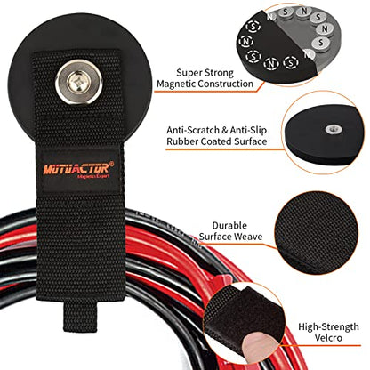 MUTUACTOR Magnetic Hooks,2packs Super Strong Magnets Hooks Heavy Duty for Hanging,Anti-Slip Rubber Coated Magnets Large Capability Cable for Garden Hoses Ropes Cordless Drills and RVs (Dia3.46'') - style: 3.46in Magnet-Strape 2PCS