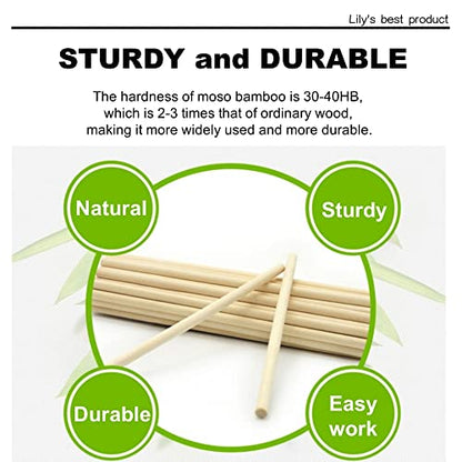 HOPELF 10PCS Dowel Rods Wood Sticks Wooden Dowel Rods - 1/2 x 48 Inch Bamboo Sticks - for Crafts，Hardwood Dowel Rod Assortment，Wooden Rod Sticks Doweling Rods，DIYers. - size: 1/2" x 48"