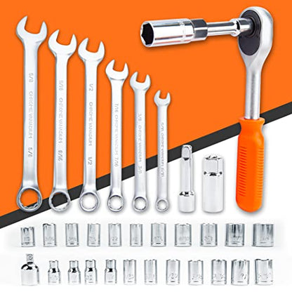 CARTMAN 238-Piece Socket Wrench Auto Repair Tool Combination Package Mixed General Household Hand Tool Set Tool Kit with Plastic Toolbox Storage Case - color: Orange