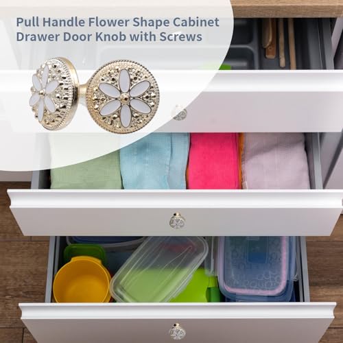 Bitray Pull Handle Flower Shape Cabinet Drawer Door Knob with Screws, Pack of 20 - color: white flower