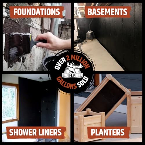 Liquid Rubber Basement and Foundation Repair Sealant - Waterproof Concrete Sealer & Crack Filler - Flexible Coating for Indoor & Outdoor Use - Waterproofing Paint - Black, 5 Gallon - size: 5 Gallon