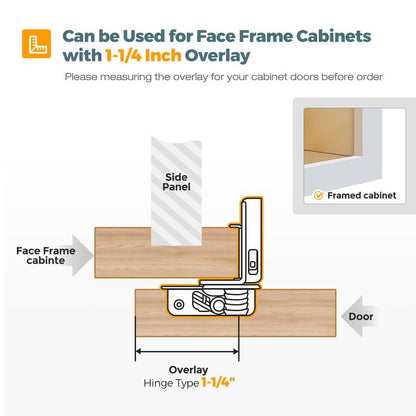 HOME EDIT 2 Pack 1 Pair 1-1/4 inch Overlay Soft Close Cabinet Hinges for Kitchen, Stainless Steel Three-Way Adjustable, Concealed Self-Closing Door Hinges - size: 1-1/4 inch Overlay
