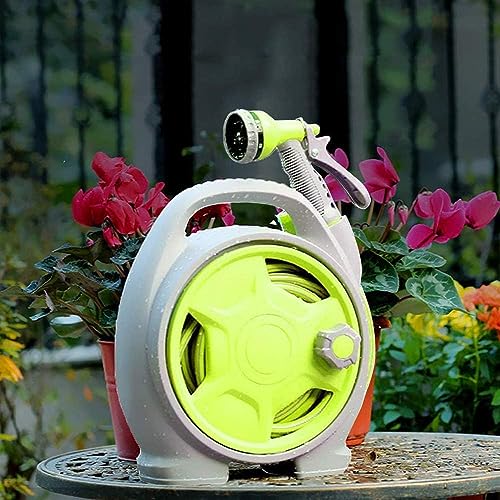 YEFA Retractable Garden Hose Reel - Convenient 50 FT Portable Hose with 6-Function Spray Nozzle for Versatile Watering, Cleaning, and More (Green) - color: Green
