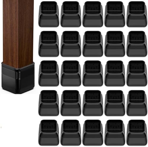 36pcs Square Chair Leg Floor Protectors, Felt Pads Chair Leg Protectors for Hardwood Floors, Silicone Furniture Feet Cups Covers Felt Pads, Prevents Scratches & Reduce Noise, Black, X-Small - color: Black-36pcs, size: Square XS(0.67''-0.87'')