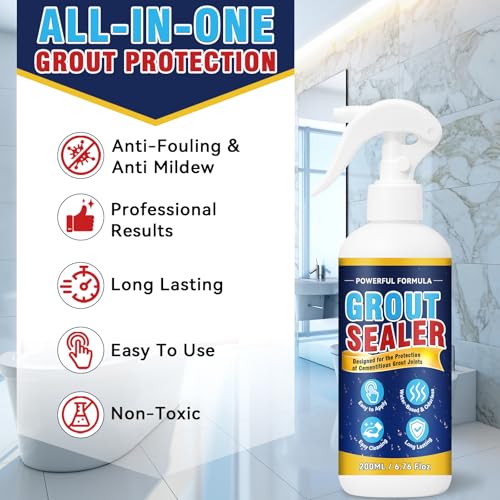 Grout Sealer, Waterproof Granite Sealer Spray, Long Lasting Clear Grout Sealant for Tile Grout, Marble, Granite, Limestone, Indoor & Outdoor - size: 6.76fl.oz