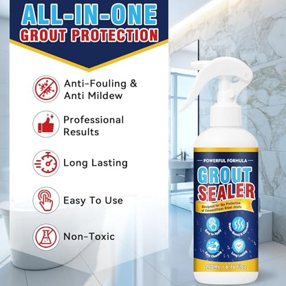 Grout Sealer, Waterproof Granite Sealer Spray, Long Lasting Clear Grout Sealant for Tile Grout, Marble, Granite, Limestone, Indoor & Outdoor - size: 6.76fl.oz