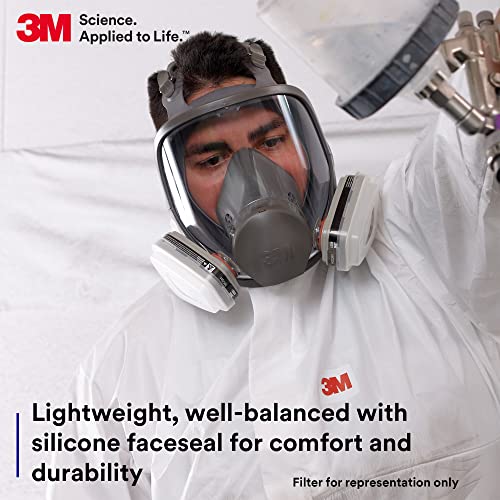 3M Full Facepiece Reusable Respirator 6800, NIOSH, Large Lens, ANSI High Impact Eye Protection, Silicone Face Seal, Four-Point Harness, Comfortable Fit, Painting, Dust, Chemicals, Medium - style: Medium